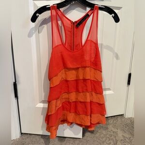 Patterson J. Kincaid Red and Orange Layered Tank Top